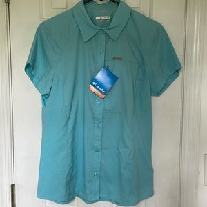 Columbia Omni-Shade Light Blue Sun Protection Short Sleeve